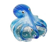 Juliana Objets dart Glas-Figur Blauer Oktopus auf Stein, Briefbeschwerer