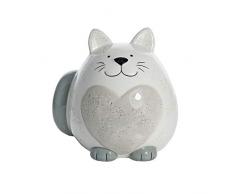 SPOTTED DOG GIFT COMPANY Katze Spardose Sparschwein Keramik Deko Figur weiß mit grau Herz 13 cm Geschenk für Kinder und Erwachsene Mädchen Jungen Katzenliebhaber