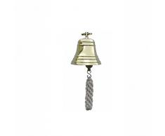 Schiffsglocke mit Wandhalter, Glocke schwere Sorte, Messing Ø 10 cm