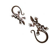 SIDCO Deko Gecko Metall 2 Stück Dekofigur Wanddeko Salamander Eidechse Wandhänger Geko