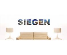 INDIGOS UG - Wandtattoo Wandsticker Wandaufkleber - Aufkleber farbige Wandschrift Städtename Städtename Siegen mit Sehenswürdigkeiten 80 x 14 cm Länge