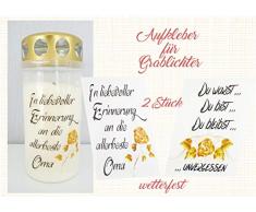 AScreativ 2 Aufkleber für Grablichter Oma Opa - Trauer Gedenklicht Grabkerzen Grabschmuck