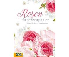 Rosen - Geschenkpapier: 10 Bögen, 72 x 52 cm, 21 Geschenkanhänger im Set
