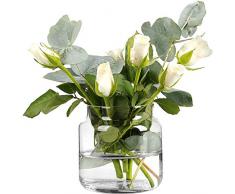 12 teiliges Vasen Set Vase 10cm x 10cm Blumenvase Tischvase aus Glas Dekovase Glasvase