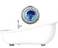 Graz Design 651019_40 Wandsticker Wandtattoo Wandaufkleber Badezimmer Bullauge Qualle Unterwasser (GrÃ¶Ãe=40x40cm)