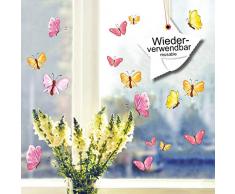 Wandtattoo-Loft Fensterbilder Frühling Bunte Schmetterlinge Pastell 20 STK. Wiederverwendbare Fensteraufkleber Ostern / WV119