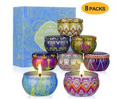 SUPERSUN 8 Stück Duftkerze Geschenke für Frauen, Vanille, Lavendel, Rosa, Sojawachs Duftkerzen Set mit Angenehmer Duft Schön Kerzen für Frauentag, Aromatherapie Weihnachten und Hochzeiten