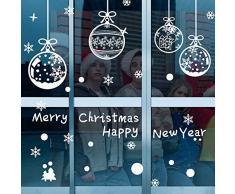 ASANMU Fensterbilder Weihnachten Fenstersticker 4 Stücke 43*30 cm Weihnachtsdeko Fensterbilder Wiederverwendbare Winter Fenster Aufkleber Wandtattoo PVC Sticker Schneeflocken (Weihnachtskugel Hängen)