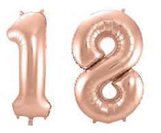 Folat 800082 - Folienballon - Zahl 18 - rosegold - ca. 86 cm hoch