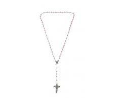 Kommunionkerzen Rosenkranz Kristallglas Perlen Rosa