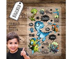 ilka parey wandtattoo-welt Bügelbilder Set Dinos Dinosaurier Applikation Kita Bügelbild Jungs Bügelmotiv Aufbügelbilder in A5 bb153