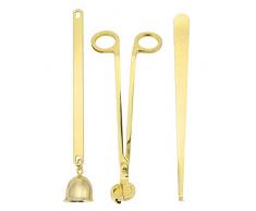Mogokoyo Edelstahl Kerzenlöscher Set Dochtschere Dochtlöscher Zange für Kerzen Docht Löscher Abdeckung Gold/Schwarz (Gold)