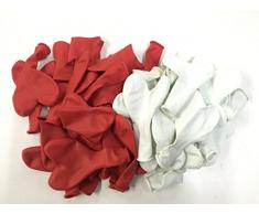 Carpeta 50 große Herzballons in Rot und Weiss Luft und Ballongas Geeignet // Herz Luftballons Herzluftballons Ballons Herzen Liebe Trauung Hochzeit Vermählung Valentinstag Deko Dekoration