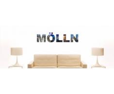 PEMA INDIGOS UG - Wandtattoo Wandsticker Wandaufkleber - Aufkleber farbige Wandschrift Städtename Städtename Mölln mit Sehenswürdigkeiten 180 x 42 cm Länge