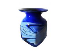 Vase eckig farbige Glasvase blau weiss beige marmoriert in Tintenfass Form dekorative Blumenvase für kleine Sträuße mundgeblasen Höhe ca. 10 cm Oberstdorfer Glashütte