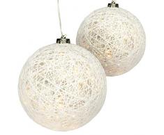 2er Set Leuchtkugel im Flechtdesign Kugelleuchte Deko-Kugel Partydeko – 40 LED warm weiß – batteriebetrieben Timer weiß Kunststoff Ø 15 cm
