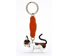 Monkimau 8307 Katze-n Leder Schlüssel-anhänger Schlüssel-markierung Deko-Figur 3D Charm-s Kinder Mädchen Damen Geschenk-e bunt 5cm