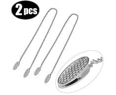 ZHAN Chen Schürze Handtuch ServietteClips Lätzchen Metall Serviette Klammer und 49 cm Edelstahl Kette Flexible Serviettenhalter Serviette Hals Schlüsselband-2 Stück Silber oder Roségold (Silber)