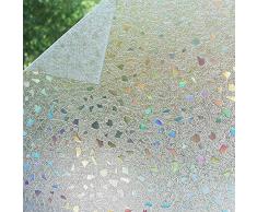 Shackcom 3D Fensterfolie Selbsthaftend Blickdicht Sichtschutz Sichtschutzfolie 45x200 cm Statisch Haftend Anti-UV Dekorfolie für Bad Küche Büro Zuhause-Farbeffekt unter Licht S170