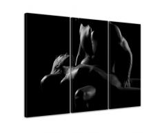 Wandbild - Paar Erotik - schwarz weiß - Bild auf Leinwand - 120 x 80 cm 3tlg - Leinwandbilder - Bilder als Leinwanddruck - Akt & Erotik - Mann und Frau in schwarz weiß