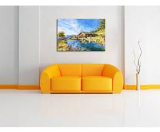 Pool Urlaubsoase, Bild auf Leinwand, XXL riesige Bilder fertig gerahmt mit Keilrahmen, Kunstdruck auf Wandbild mit Rahmen, günstiger als Gemälde oder Ölbild, kein Poster oder Plakat, Format:80x60 cm