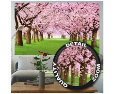 GREAT ART XXL Poster – Kirschblütenbaum – Wandbild Dekoration Frühling Natur Landschaft Allee Cherry Blüten Sakura Bloom Spring Blumen Wandposter Fotoposter Wanddeko Bild (140 x 100 cm)