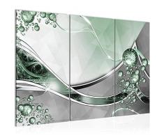 Runa Art Bilder Abstrakt Wandbild 120 x 80 cm Vlies - Leinwand Bild XXL Format Wandbilder Wohnzimmer Wohnung Deko Kunstdrucke Grün Grau 3 Teilig - Made in Germany - Fertig Zum Aufhängen 109131b