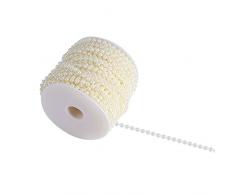 Zerodis Künstliche Perlen Perlenband Perlengirlande DIY Vorhang Brautstrauß Hochzeitsfest Dekoration 30M / Rolle(Beige)