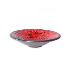 Dekoschale UBUD rund mit Glas-Mosaiksteinen M / Durchmesser 27cm rot