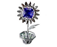 Crystocraft Dekofigur Gänseblümchen mit Swarovski-Elementen, in Geschenkbox, Violett / silberfarben / verchromt