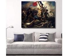 YGKDM Embelish Klassische Ölgemälde Romantik Freiheit Führung der Menschen Wandbilder Für Wohnzimmer Wohnkultur Leinwand Kunst 60x75 cm gerahmt