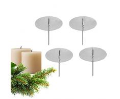 GoMaihe Kerzenhalter Adventskranz 4 Stück, 6.5cm Metall Kerzenleuchter, Kerzenteller Kerzenstecker Kerzenständer Vintage Kerzen Ständer für Tischdeko Weihnachts Hochzeit Essen, Silber.MEHRWEG