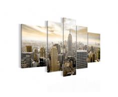 Runa Art Bilder New York City Wandbild 120 x 80 cm Vlies - Leinwand Bild XXL Format Wandbilder Wohnzimmer Wohnung Deko Kunstdrucke Braun 3 Teilig - Made IN Germany - Fertig zum Aufhängen 603431a