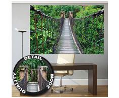 GREAT ART XXL Poster – Hängebrücke – Wandbild Dekoration Dschungel Landschaft Natur Adventure Brücke Regenwald Busch Tropen Urwald Holzbrücke Wandposter Fotoposter Wanddeko (140 x 100 cm)