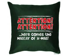 Mega cooles Kuschelkissen Dekokissen Sofakissen zur Weihnachtszeit - Attention Attention..here comes the Master of X-Mas lustiges Weihnachtsgeschenk Kissen Polster