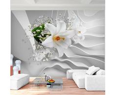 Fototapete Blumen 3D Lilien Weiß 396 x 280 cm Vlies Wand Tapete Wohnzimmer Schlafzimmer Büro Flur Dekoration Wandbilder XXL Moderne Wanddeko Flower 100% MADE IN GERMANY - Runa Tapeten 9179012a