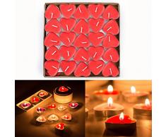 Gearmax® 50er Teelichter Set Romantische Hochzeit Herz Kerzen (Rot)