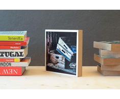 alte Kisten Stilleben handmade Foto auf Holz 13x13 Graffiti Holzbild Wandbild Holzdeko Dekoration Geschenk für ihn Geschenkidee