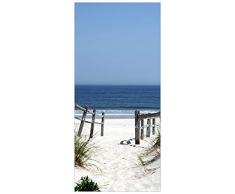 Wallario Selbstklebende Türtapete Blick auf Strand - 100 x 220 cm in Premium-Qualität: Abwischbar, Brillante Farben, rückstandsfrei zu entfernen