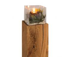 GREENHAUS Windlichtsäule 13x13x50 cm Eiche Handarbeit und Massivholz aus Deutschland Windlicht Säule Holz Laterne Dekosäule