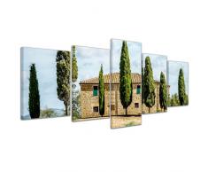 Kunstdruck - Toskana - Italien - Bild auf Leinwand - 200x80 cm 5 teilig - Leinwandbilder - Bilder als Leinwanddruck - Wandbild von Bilderdepot24