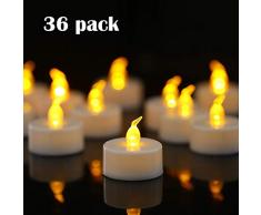 YIWER LED Teelichter,36 Stück LED Kerzen CR2032 Batterie betrieben Kerzen flammenlose Teelicht,Weihnachten Hochzeit oder anderen Gelegenheiten weit verbreitet sein(warmes Gelb 36pcs)