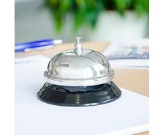 Relaxdays 2X Tischklingel, Tischglocke, Hotelglocke, Rezeptionsklingel, Hotelklingel, Silber, verchromt, HBT: 5,8 x 8,5 x 8,5 cm