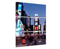 Kunstdruck - Times Square by Night - Bild auf Leinwand - 80x120 cm dreiteilig - Leinwandbilder - Bilder als Leinwanddruck - Wandbild von Bilderdepot24 - Städte & Kulturen - New York - Theaterviertel von Manhattan