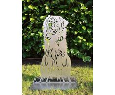 Gartendeko Fockbek Metallfigur Gartenfigur Hundefigur Hund Deko Höhe ca. 80 cm (Berner-Sennenhund) Rostfigur Gartenstecker Rostdeko