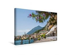 Calvendo Premium Textil-Leinwand 45 cm x 30 cm quer, GARDASEE Limone sul Garda Uferpromenade | Wandbild, Bild auf Keilrahmen, Fertigbild auf echter Leinwand. Idyllischer Spaziergang Orte Orte