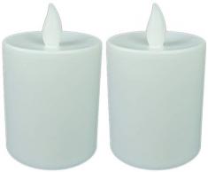 LED Grablicht weiß Dauerbrenner Flackereffekt inkl. Batterien Grabkerzen Friedhofskerze Gedenkkerze Grablaterne Ewiges Licht Trauerkerze (Dauerkerze, 2x Stück)