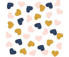 300 Stück Herz-Konfetti, Tisch-Konfetti, Party-Konfetti, Jahrestag-Konfetti für Brautpartys, Hochzeit, Tischdeko, Babyparty, Valentinstag (Gold Glitter, Pink, Marineblau)