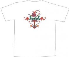 T-Shirt F1080 weißes T-Shirt mit farbigem Brustaufdruck M - Reich Blumenvase
