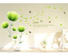 Ufengke® Schön Grün Blumen Wandabziehbilder,Wohnzimmer Schlafzimmer Entfernbare Wandtattoos Wandbilder